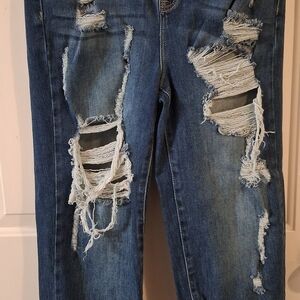Risen Jeans...Trendy Distressed Blue Ankle Jeans